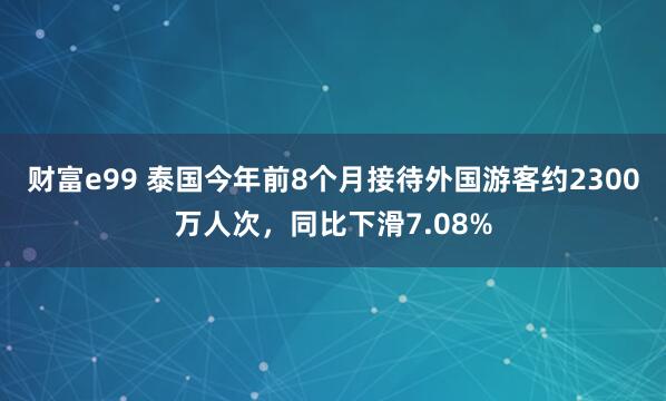 财富e99 泰国今年前8个月接待外国游客约2300万人次，同比下滑7.08%