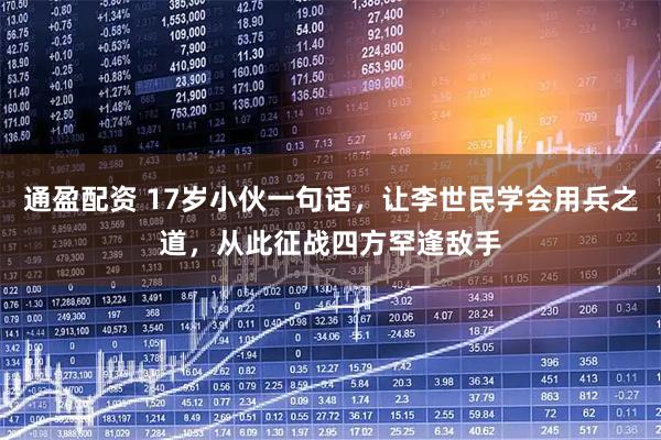 通盈配资 17岁小伙一句话，让李世民学会用兵之道，从此征战四方罕逢敌手